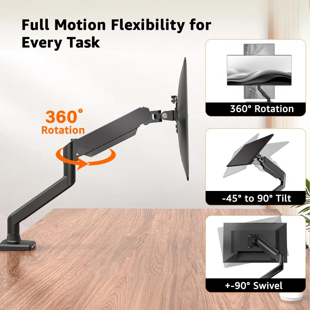 Amazon Basics Monitor Mount Single Arm For 13"–32" LED with Gas Spring Adjustable (Open Box) view 4